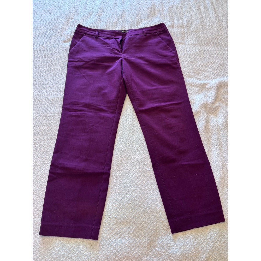 Express Columnist Ankle Pants Purple Mid Rise Straight Leg Trousers Size 10